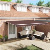 vidaXL Copertina retractabilă automat cu LED, maro, 500x300 cm