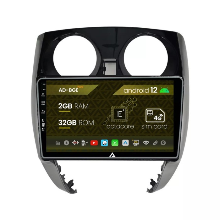 Navigatie Nissan Note (2012-2019), Android 12, E-Octacore 2GB RAM + 32GB ROM, 10.1 Inch - AD-BGE10002+AD-BGRKIT167