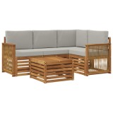 vidaXL Set de canapele de exterior 5 pcs Natural și gri deschis 3384327