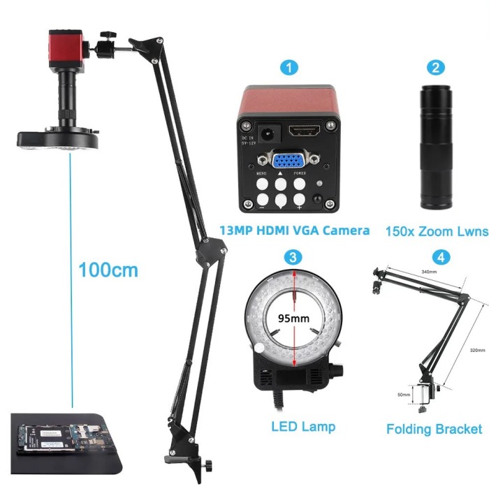 Microscop digital 1080P HDMI USB 150X Zoom SMD electronica