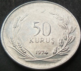 Moneda 50 KURUS - TURCIA, anul 1974 *cod 1843 B