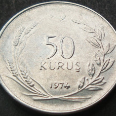 Moneda 50 KURUS - TURCIA, anul 1974 *cod 1843 B