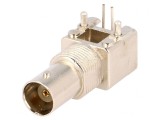 Soclu BNC mamă &icirc;n unghi 50&Omega; THT pentru PCB cu piuliţă frontală, TE Connectivity