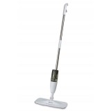 Mop plat eMazing cu dispozitiv de pulverizare pentru curatenie casnica, corp din plastic, mop din microfibra inclus, dimensiuni 125x40 cm, design Alb/