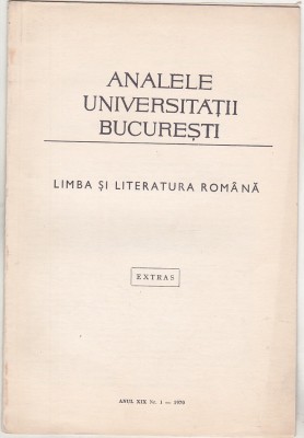 bnk rev Analele Universitatii Bucuresti - 1970 - cu dedicatie foto