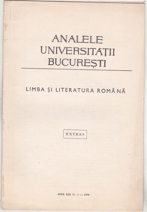 bnk rev Analele Universitatii Bucuresti - 1970 - cu dedicatie