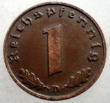 2.505 GERMANIA WWII 1 REICHSPFENNIG 1939 D, Europa, Bronz