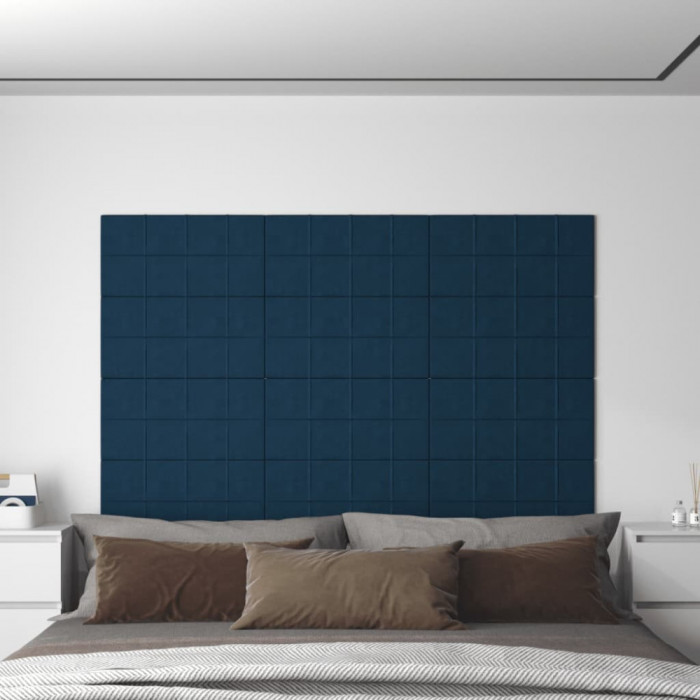 Panouri de perete 12 buc. albastru 60x30 cm catifea 2,16 m&sup2; GartenMobel Dekor
