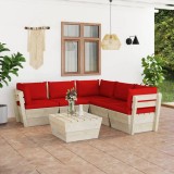 VidaXL Set mobilier grădină din paleți cu perne, 6 piese, lemn molid
