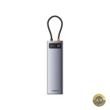 Hub USB-C Baseus Metal Gleam 3 x USB-A 3.0 - 1 x USB-A - 1 x USB-C - 1 x HDMI - 1 x VGA - 1 x Jack 3.5mm - 1 x RJ45 - 1 x SD - 1 x microSD Gri