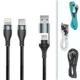 Cablu de &icirc;ncărcare rapidă USB, 1,2 m, Textil &icirc;mpletit, Negru, CMCLASS