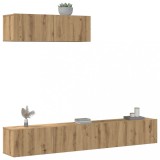 vidaXL Set dulap TV 3 piese montat pe perete Stejar artizanal