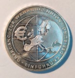 GERMANIA 10 EURO 2002 F TRANZITIA PT TRECEREA LA EURO AUNC UNC, Europa, Argint