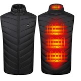 Vesta inteligenta incalzita, flippy, unisex, 2 zone de incalzire, umplutura bumbac, 3 trepte de temperatura, incarcare usb, negru, 100-130 kg, marime