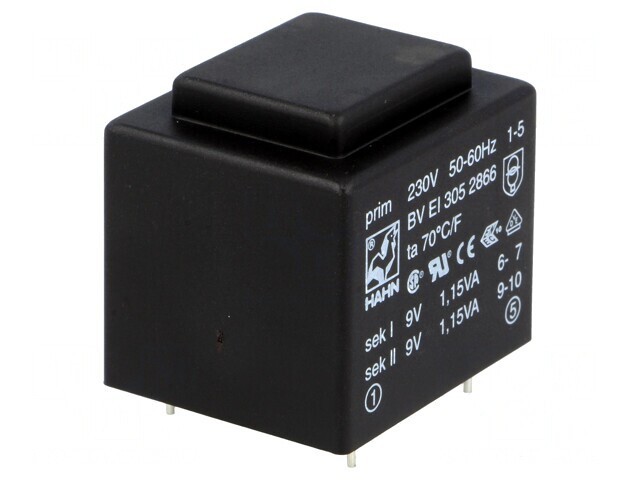Transformator &icirc;ncapsulat 2,3VA 230V 9V PCB