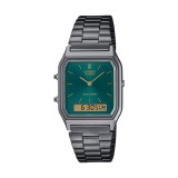 Cumpara ieftin Ceas Casio Vintage Edgy AQ-230EGG-3AEF Unisex, Inox, Hibrid, 39mm, Quartz, Verde/Auriu
