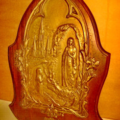 5516-Aplica veche Lourdes-Palais de Rosaire stil Gotic bronz anii 1900.