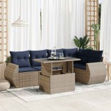 Gossi set mobilier gradina cu perne 6 piese gri poliratan/lemn acacia