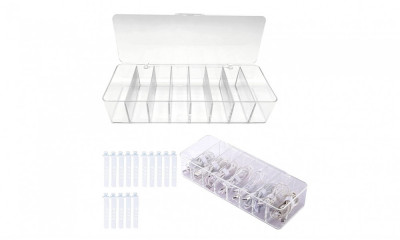 Cutie de organizare a cablurilor, din plastic transparent cu 8 compartimente si 10 legaturi de cablu - RESIGILAT foto