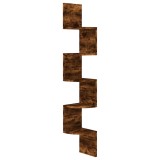 Cumpara ieftin Raft de perete de colt stejar afumat 19x19x123cm lemn prelucrat