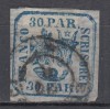 ROMANIA 1862 LP 10 PRINCIPATELE UNITE EMISIUNEA I HARTIE VARGATA 30 PARALE ALBASTRU STAMPILAT