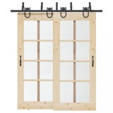 VidaXL Set feronerie pentru uși glisante, negru, 200 cm, oțel