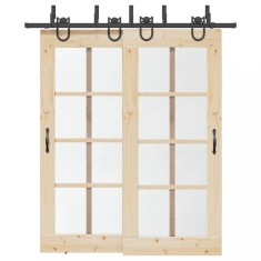 vidaXL Set feronerie pentru uși glisante, negru, 200 cm, oțel
