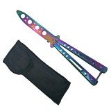 Cumpara ieftin Briceag Fluture Antrenament Rainbow Clash Ideallstore, 22cm, Otel 440C, Multicolor, Teaca Inclusa, Camping