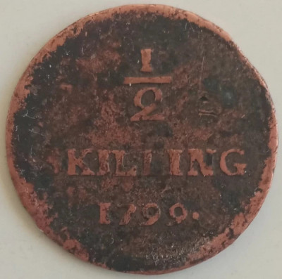 Moneda Suedia - 1/2 Skilling Riksgalds 1799 foto