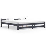 Cumpara ieftin Cadru de pat, gri inchis, 200 x 200 cm, lemn masiv de pin