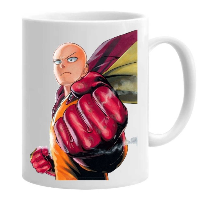 Cana alba personalizata one punch man, INOVATIX&reg;. 330 ml