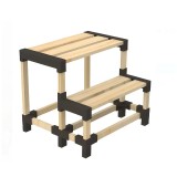 Scara Treapta Dubla din Lemn, 39 x 38 x 38 cm, lemn masiv, maxim 180 kg