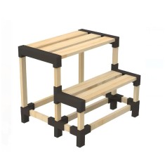 Scara Treapta Dubla din Lemn, 39 x 38 x 38 cm, lemn masiv, maxim 180 kg
