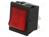 Rocker DPST 2 ON-OFF 16A/250VAC cu neon roşu BULGIN