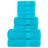 Cumpara ieftin Set de prosoape premium SOLUND, 8 piese, turcoaz, 600 g/m&sup2;