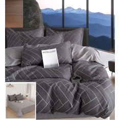 Lenjerie Pat Oana Sf050, Bumbac, 4 Piese, Fara Elastic, Gri, Negru