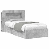 vidaXL Cadru de pat cu depozitare Gri Beton 75 x 190 cm Lemn prelucrat 3433802