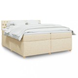 Cumpara ieftin Pat box spring cu saltea, crem, 200x200 cm, textil