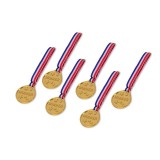 Set 6 medalii aurii, 3.5 cm, Plastic, ATU-082803, Oem