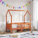 VidaXL Cadru pat de copii, maro ceruit, 70x140 cm, lemn masiv de pin