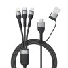Cablu Incarcare USB-A / USB-C - Lightning / microUSB / USB-C XO Design NB254 3in1, 60W, 1.2m, Negru, Apple
