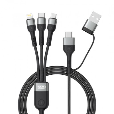 Cablu Incarcare USB-A / USB-C - Lightning / microUSB / USB-C XO Design NB254 3in1, 60W, 1.2m, Negru foto