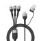 Cablu Incarcare USB-A / USB-C - Lightning / microUSB / USB-C XO Design NB254 3in1, 60W, 1.2m, Negru