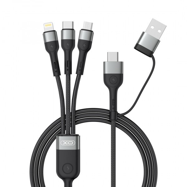 Cablu Incarcare USB-A / USB-C - Lightning / microUSB / USB-C XO Design NB254 3in1, 60W, 1.2m, Negru