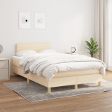 Cumpara ieftin Pat box spring cu saltea, crem, 120x200 cm, textil