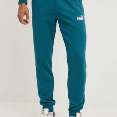 Puma pantaloni de trening barbati, culoarea turcoaz, cu imprimeu