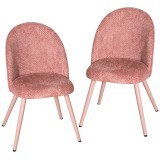 HOMCOM Set de 2 Scaune de Pranzo Moderne și Capitonate, Roz | Aosom Romania