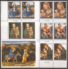 REPUBLICA HAUTE VOLTA 1973 PICTURA CRACIUN ( colita dt. + serie dt. x 2 ) MNH