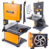 Fierastrau cu banda Powermat 600W, 1400mm, taiere lemn/neferoase, mini banzic, unghi reglabil 0-45 grade