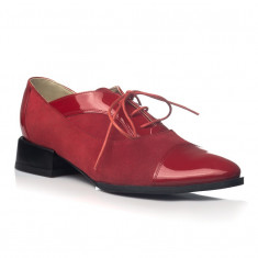 Pantofi piele naturala Parish Rosu Combinat - sau Orice Culoare